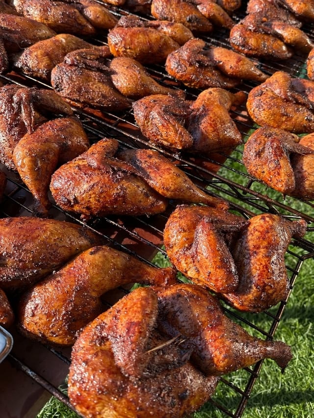 Smoked Bell & Evans Chickens.