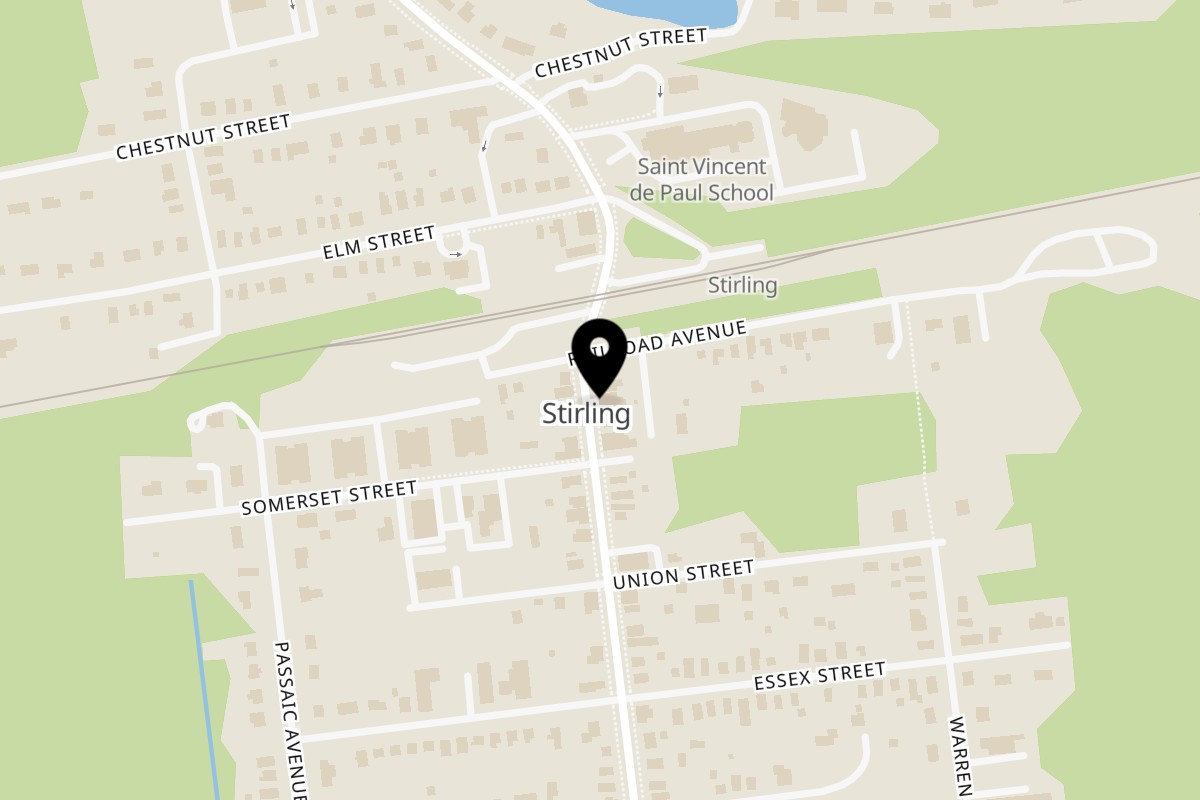 Map showing the location of The Stirling Hotel on 227 Main Ave in Stirling